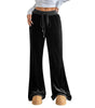 Pantalon Large en Velours à Taille Élastique pour Femme