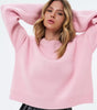 Pull Oversize à Col Montant Côtelé pour Femme