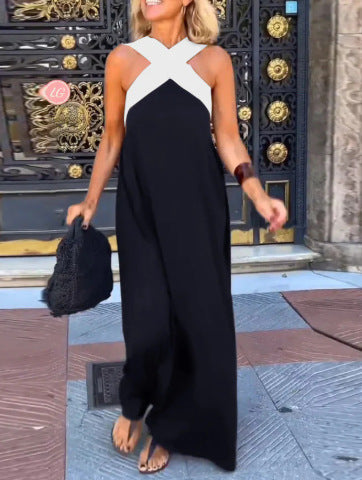 Robe Longue à Bretelles Croisées pour Femmes