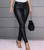 Pantalon Taille Haute en Simili Cuir Coupe Slim pour Femme