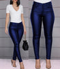 Pantalon Taille Haute en Simili Cuir Coupe Slim pour Femme