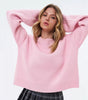 Pull Oversize à Col Montant Côtelé pour Femme