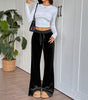 Pantalon Large en Velours à Taille Élastique pour Femme