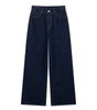 Pantalon Large et Long en Denim à Coutures Apparentes pour Femme