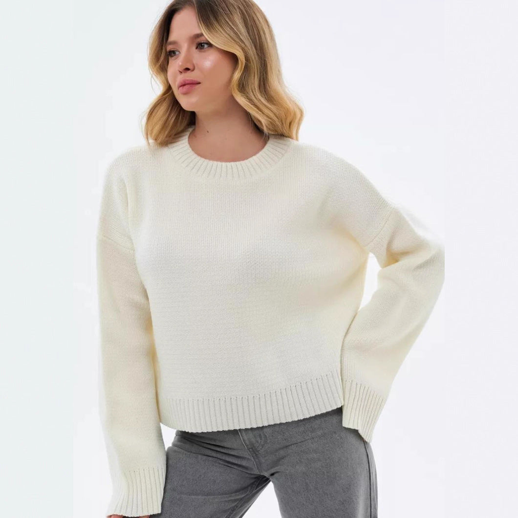 Pull Oversize à Col Montant Côtelé pour Femme