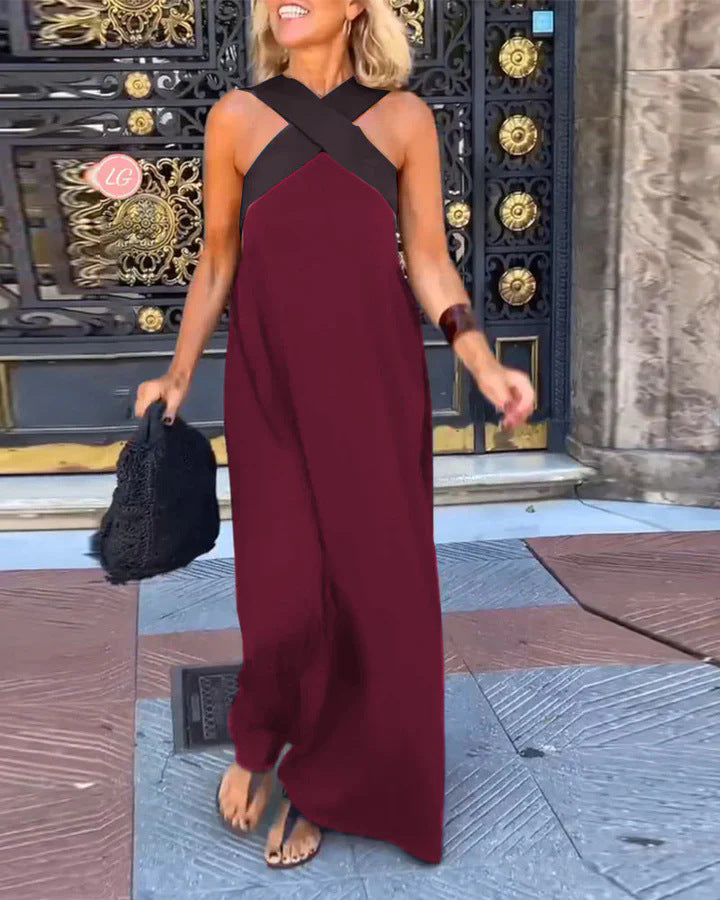 Robe Longue à Bretelles Croisées pour Femmes