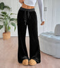 Pantalon Large en Velours à Taille Élastique pour Femme