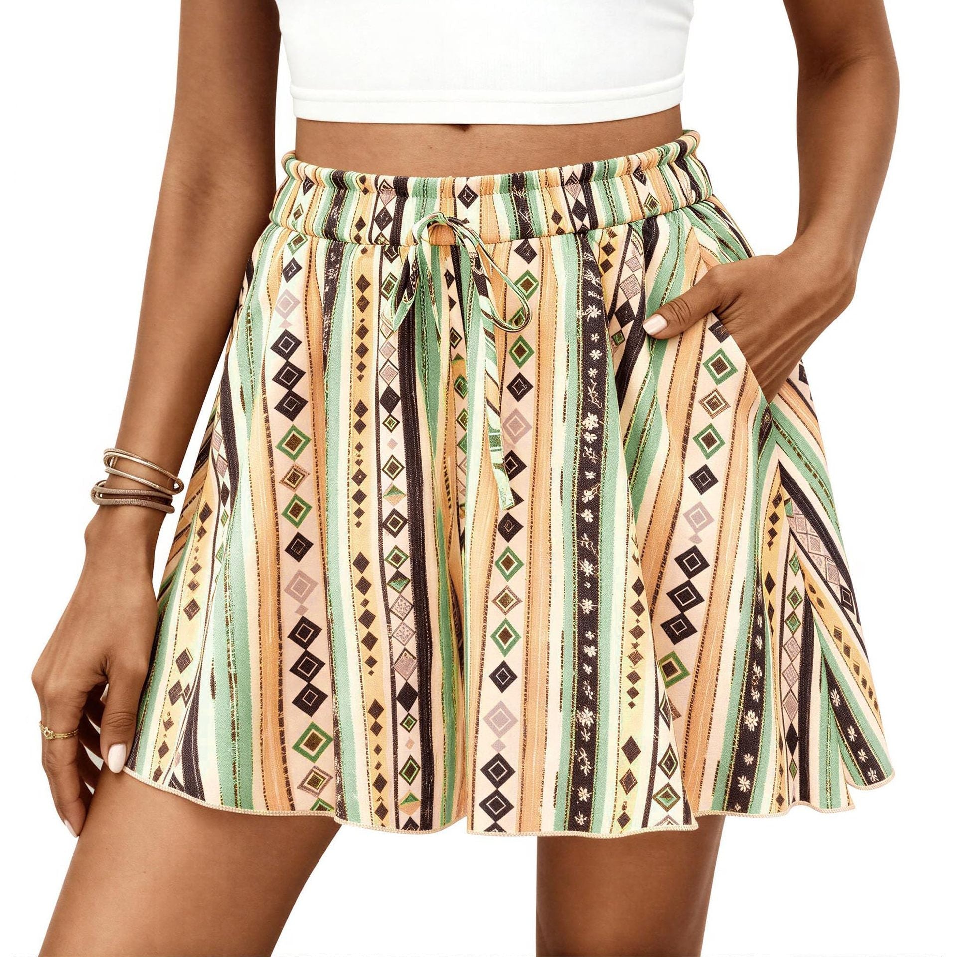 Short Ample à Pois avec Taille Élastique pour Femme | Idéal pour l'Été