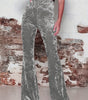 Pantalon Large à Taille Haute et Brillant pour Femme