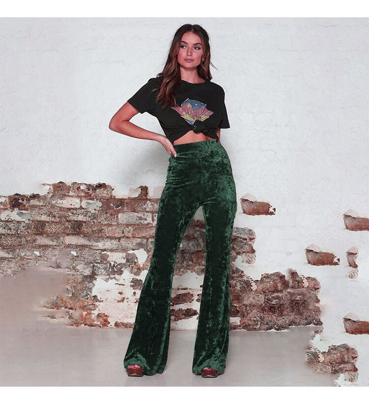 Pantalon Large à Taille Haute et Brillant pour Femme