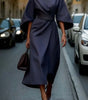 Robe Midi Élégante à Manches Ballon pour Femmes