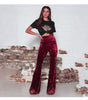 Pantalon Large à Taille Haute et Brillant pour Femme
