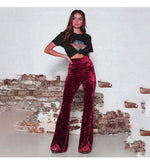 Pantalon Large à Taille Haute et Brillant pour Femme