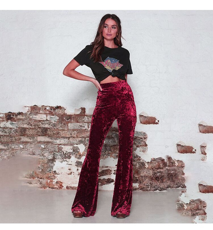 Pantalon Large à Taille Haute et Brillant pour Femme