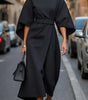 Robe Midi Élégante à Manches Ballon pour Femmes