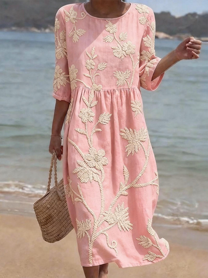 Robe Midi Brodée pour Femme | Idéale pour le Quotidien