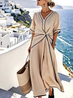 Robe longue en lin mélangé pour Femmes