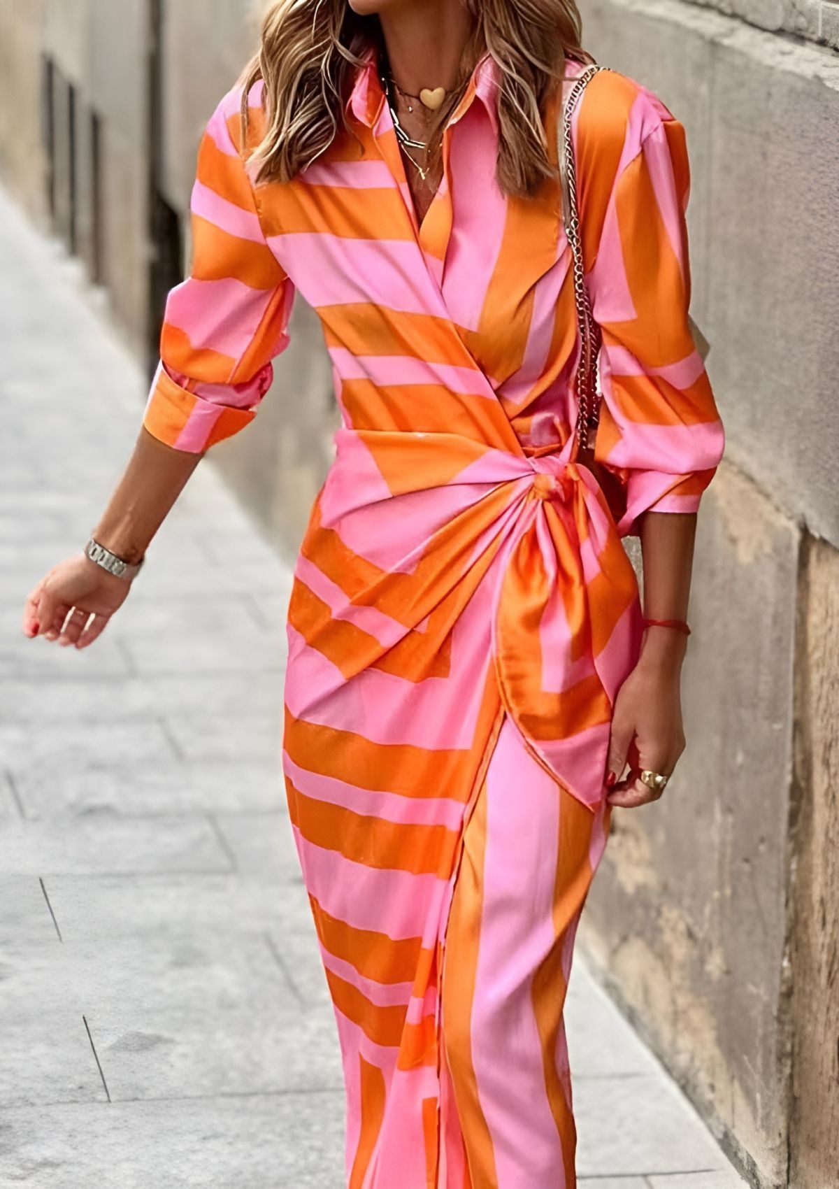 Robe Portefeuille Imprimée à Encolure en V pour Femme | Idéale pour les Sorties