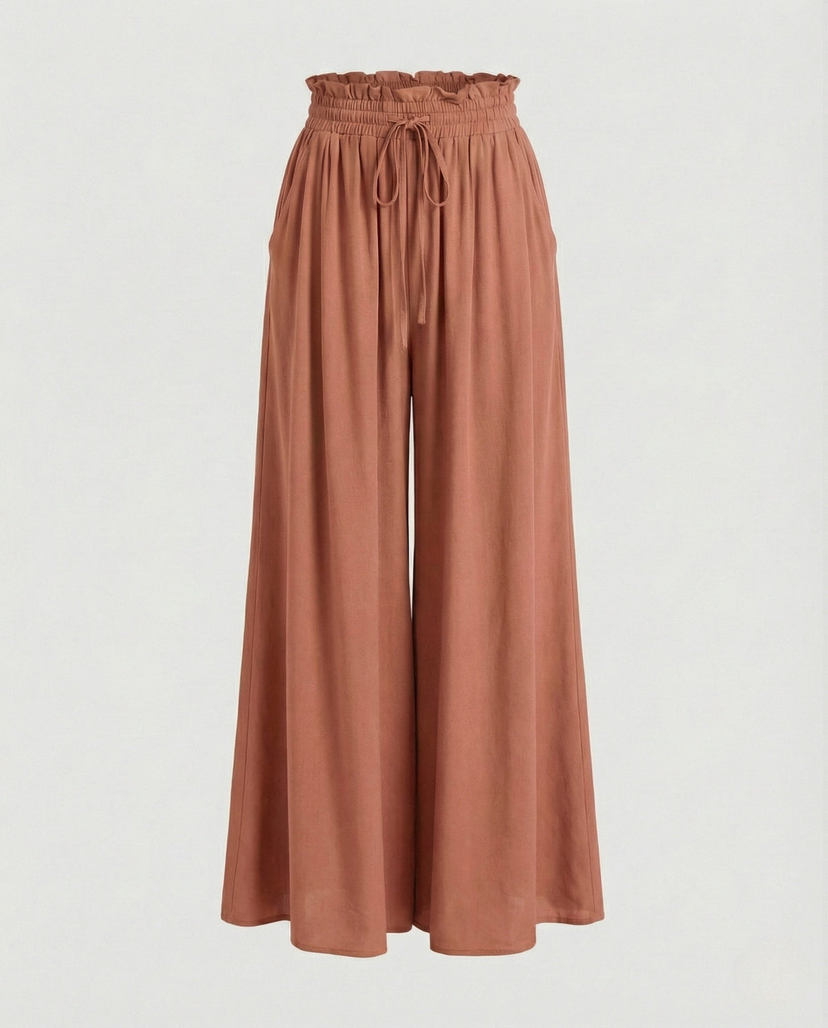 Pantalon Palazzo Fluide et Large à Taille Haute pour Femme
