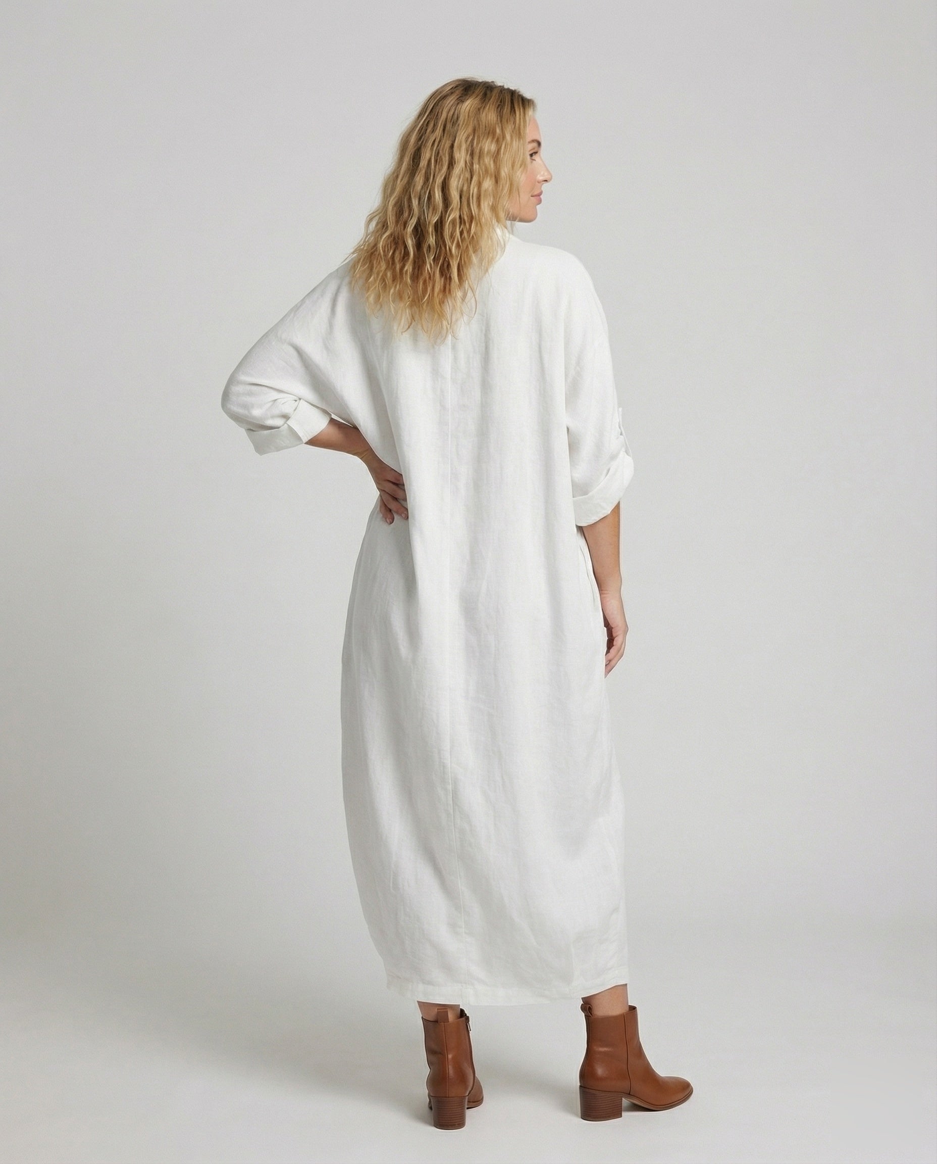 Robe Longue en Lin Moulante avec Poches pour Femme | Idéale pour les Vacances