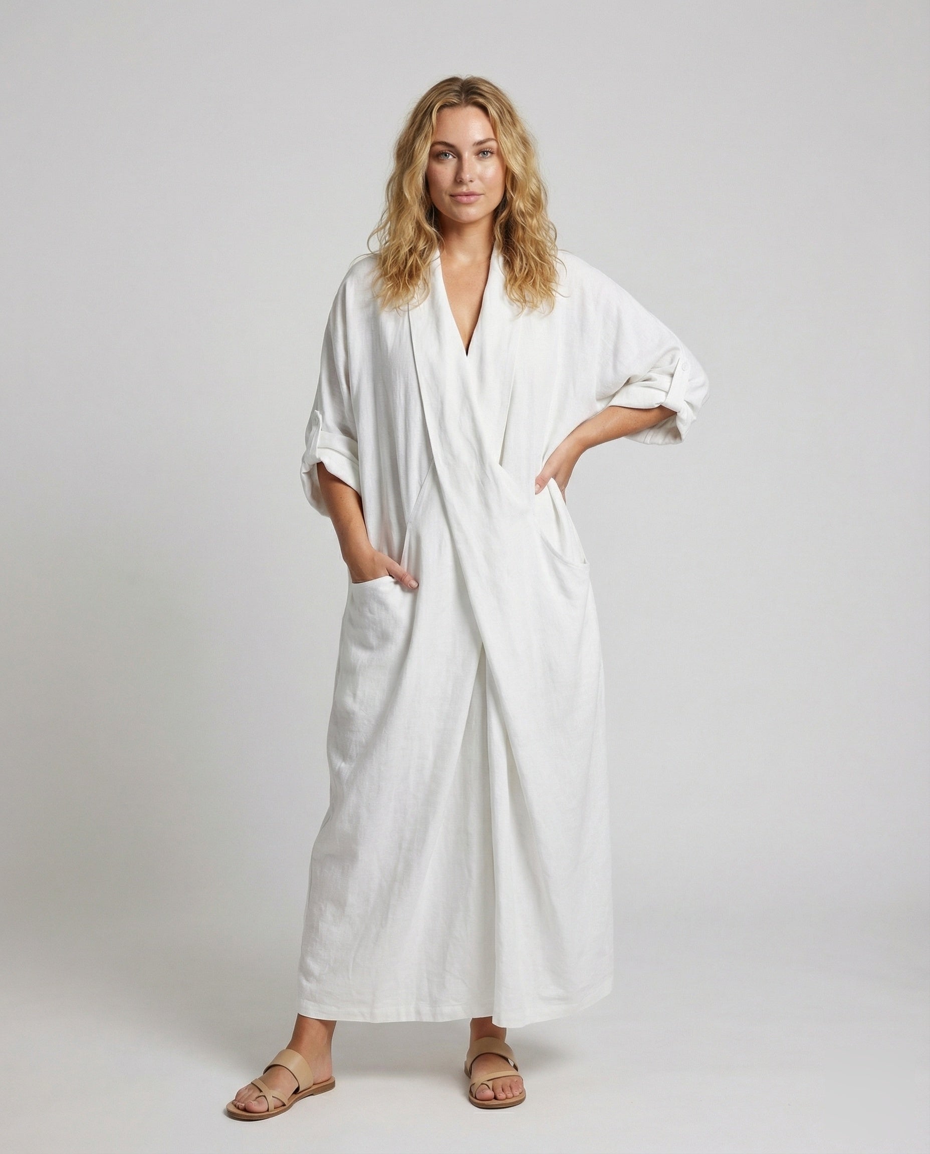Robe Longue en Lin Moulante avec Poches pour Femme | Idéale pour les Vacances