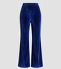 Pantalon en Velours à Taille Haute et Coupe Évasée pour Femme