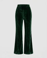 Pantalon en Velours à Taille Haute et Coupe Évasée pour Femme