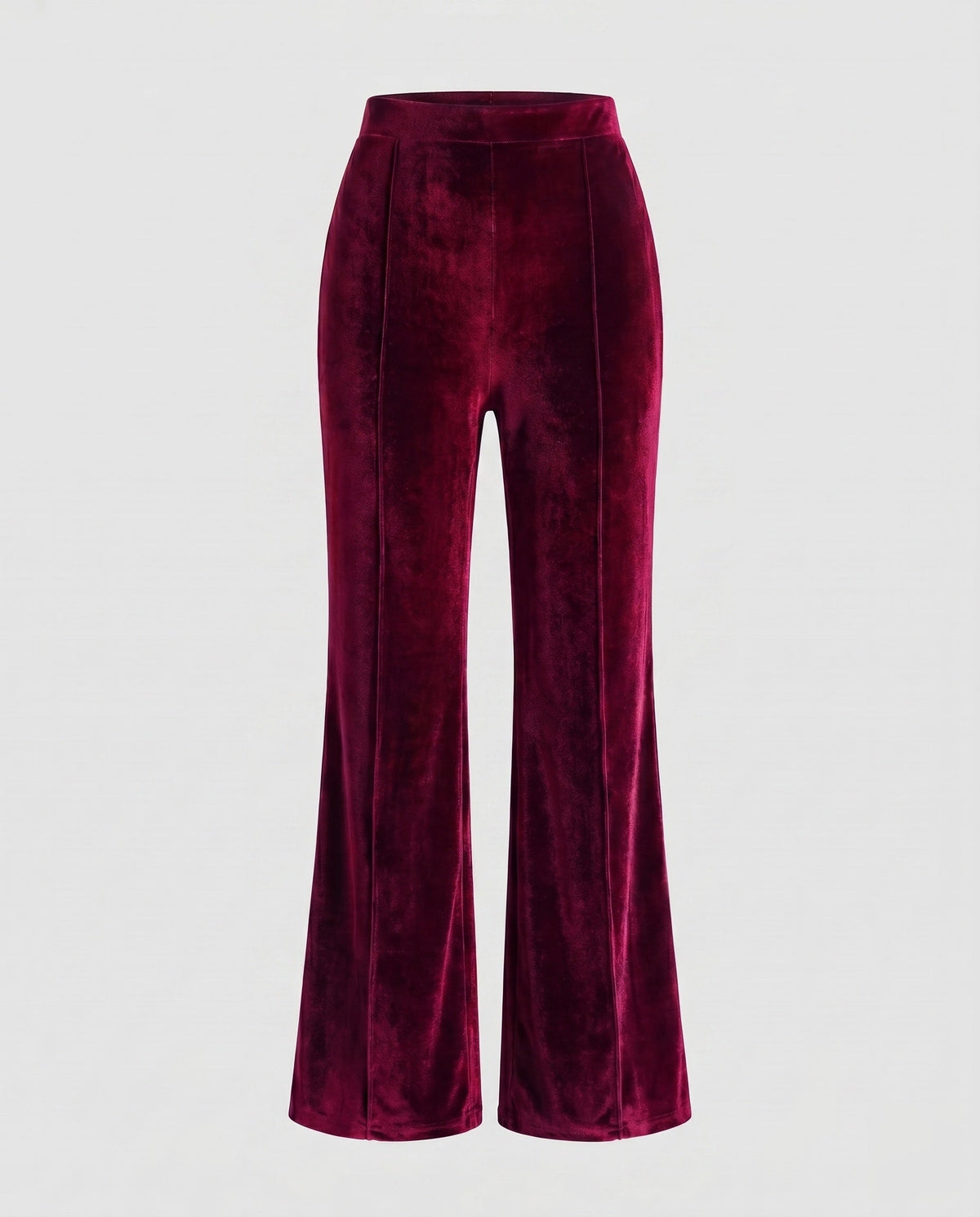 Pantalon en Velours à Taille Haute et Coupe Évasée pour Femme