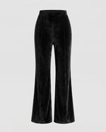 Pantalon en Velours à Taille Haute et Coupe Évasée pour Femme