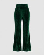 Pantalon en Velours à Taille Haute et Coupe Évasée pour Femme