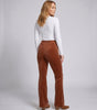 Pantalon Taille Haute en Velours Côtelé et Coupe Évasée pour Femme