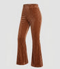 Pantalon Taille Haute en Velours Côtelé et Coupe Évasée pour Femme