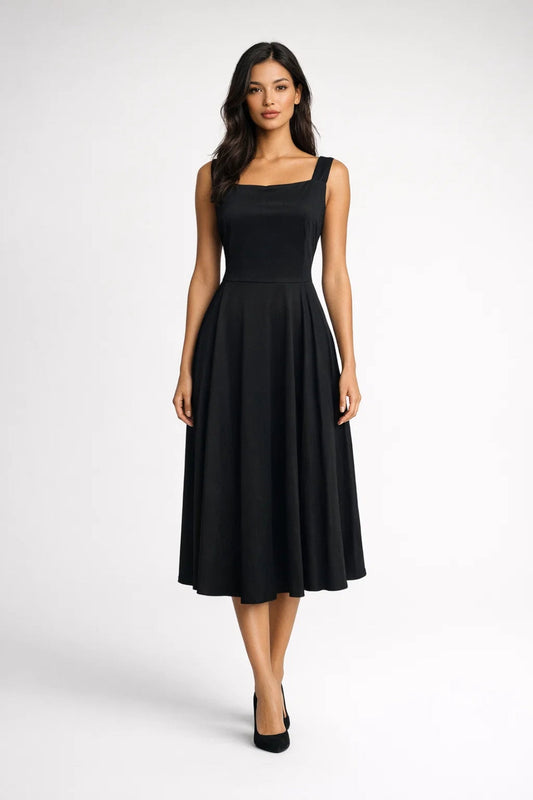 Robe Midi Col Carré Sans Manches pour Femmes