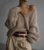 Cardigan Oversize à Col V et Manches Longues pour Femme