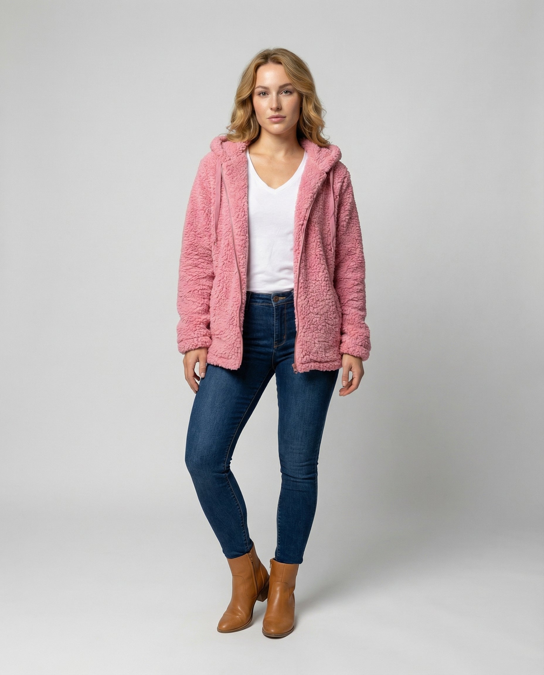 Veste Polaire Teddy à Capuche pour Femme