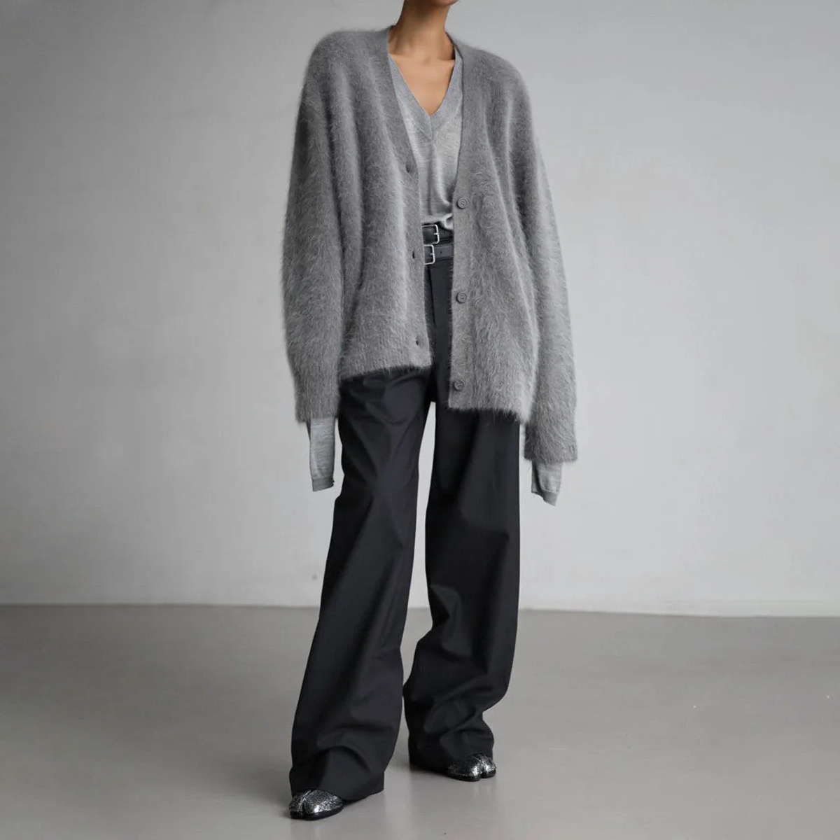 Cardigan Oversize à Col V et Manches Longues pour Femme