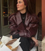 Veste courte en cuir synthétique pour Femme