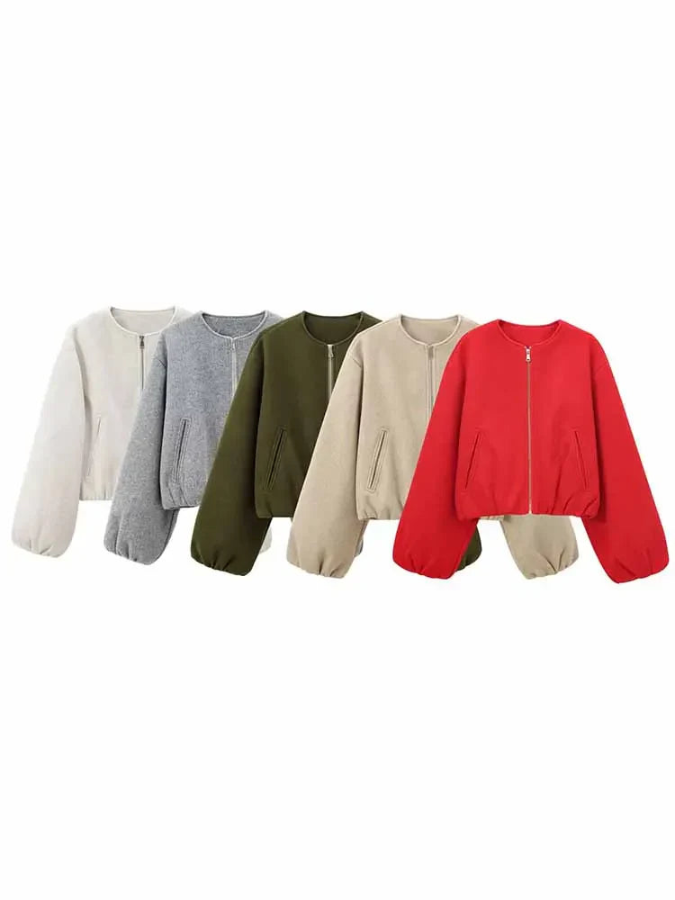 Blouson Bomber Femme Col Rond pour Femmes