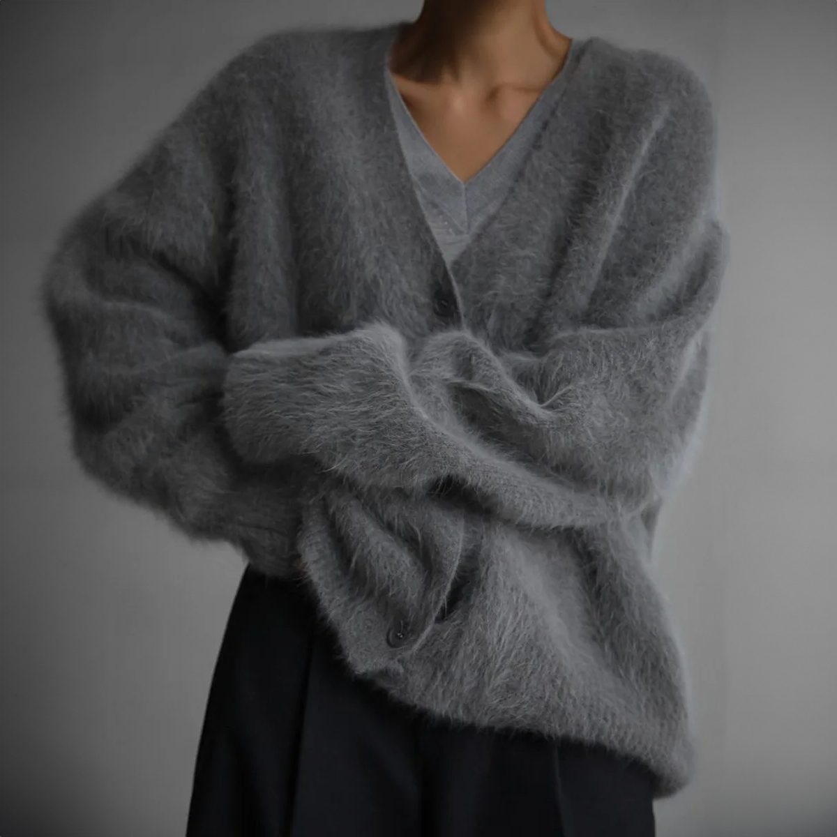 Cardigan Oversize à Col V et Manches Longues pour Femme