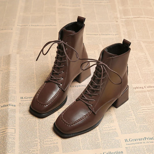 Bottes Cheville à Lacets pour Femmes