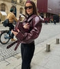 Veste courte en cuir synthétique pour Femme