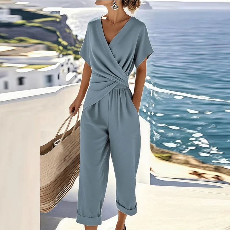 Ensemble Deux-Pièces Drapé et Pantalon pour Femme | Idéal pour l'Été