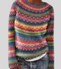 Pull à Motif Jacquard Multicolore et Col Rond pour Femme