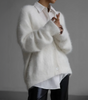 Cardigan Oversize à Col V et Manches Longues pour Femme