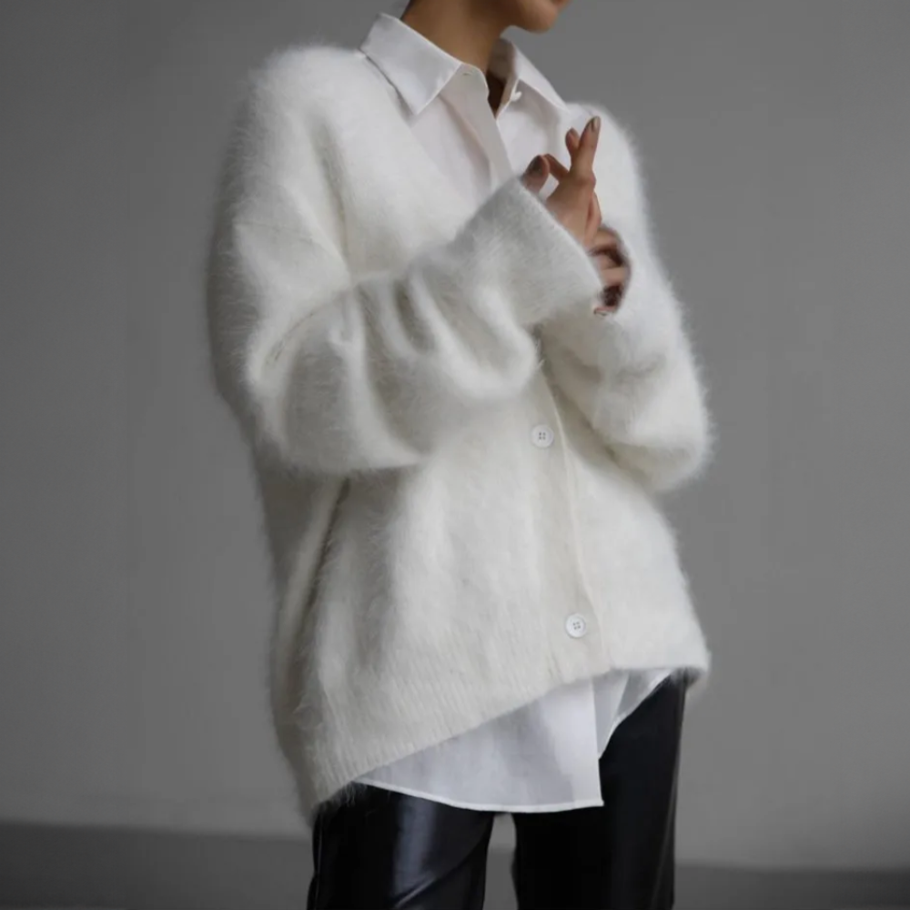 Cardigan Oversize à Col V et Manches Longues pour Femme