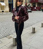 Veste courte en cuir synthétique pour Femme