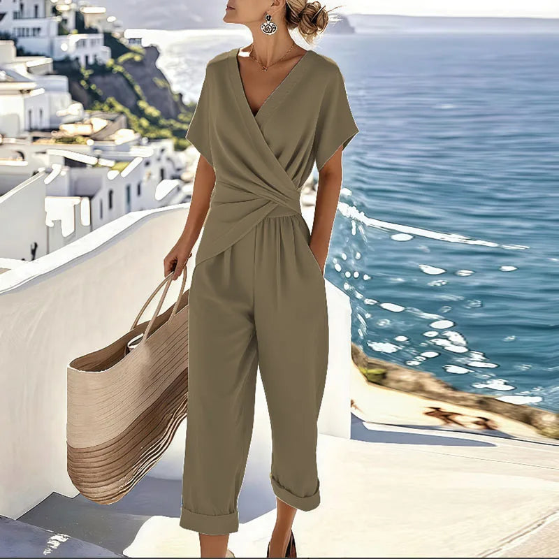 Ensemble Deux-Pièces Drapé et Pantalon pour Femme | Idéal pour l'Été