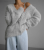 Cardigan Oversize à Col V et Manches Longues pour Femme