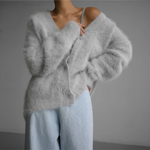 Cardigan Oversize à Col V et Manches Longues pour Femme