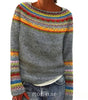 Pull Oversize Jacquard à Col Rond et Manches Longues pour Femme